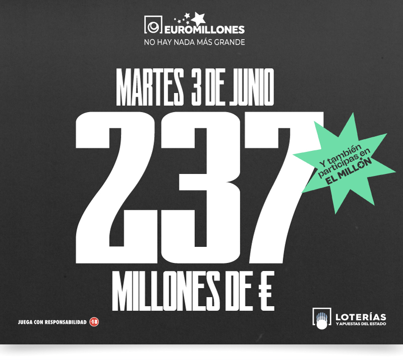 Euromillones pone en juego este martes un gran bote de 237 millones